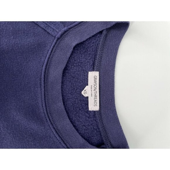 Grayson Threads Ladies Navy Blue Lightweight Sweatshirt XS Happy - Picture 3 of 9